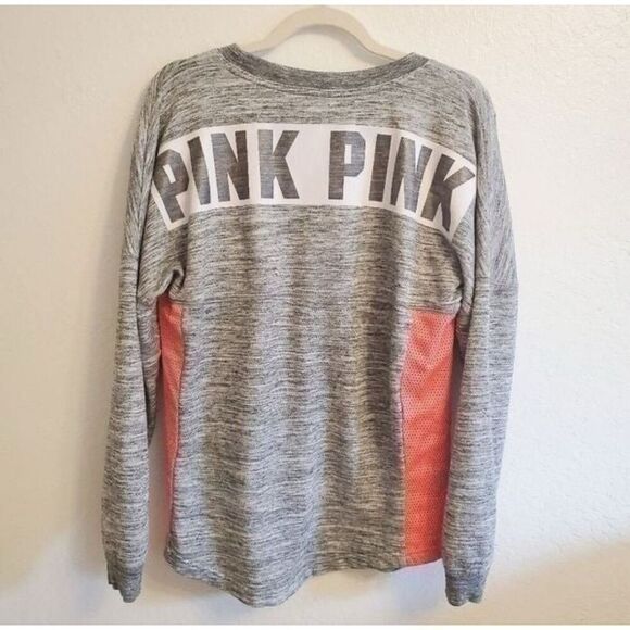 VICTORIA'S SECRET PINK Grey Marbled Sweatshirt w/Pink Venting Size XS - Picture 5 of 8
